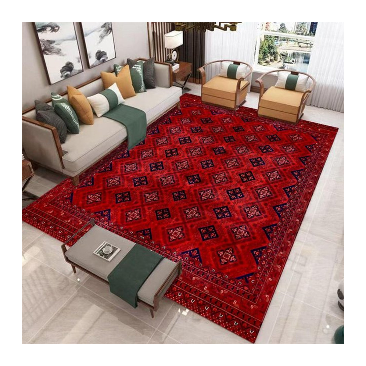 JGJG Druckteppich in Rot mit persisch-türkischem Muster, B/B: 60 x 40 cm - Bild 1