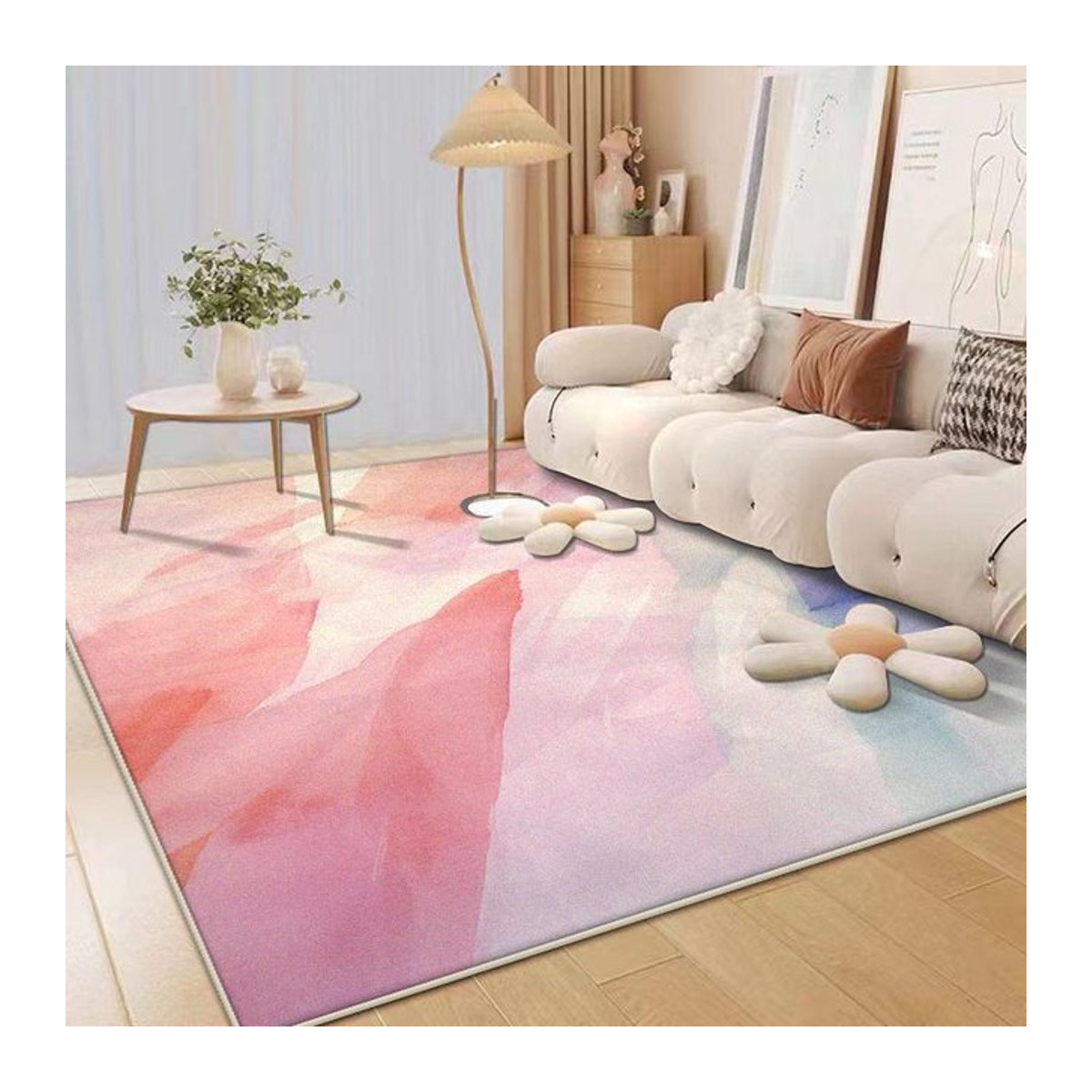 JGJG Druckteppich Nordischer Luxus in Rosa für Wohnzimmer und Schlafzimmer B/T: 160 x 200 cm - Bild 1