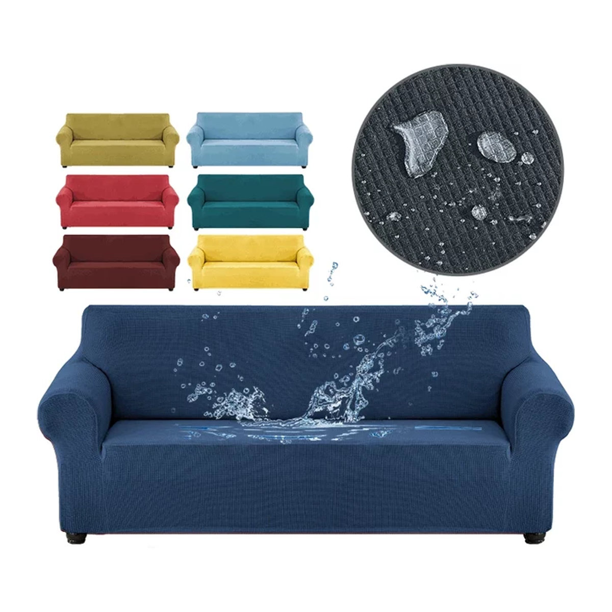 JHWarmo Wasserdichter und elastischer Sofabezug als schmutzabweisender Couch-Schonbezug für 1 bis 4 Sitze in Grau oder Blau - Bild 1