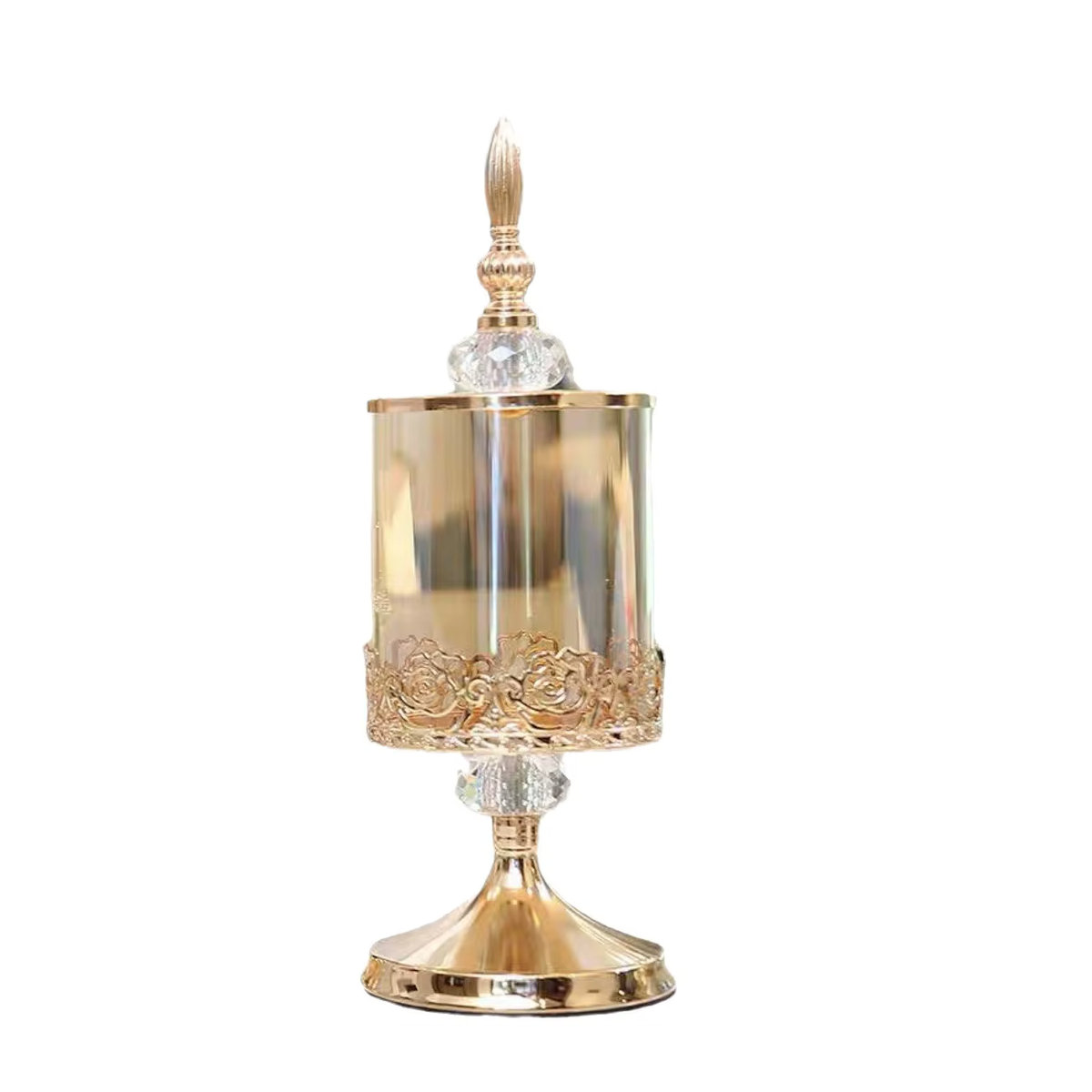 Jiahomily Kristallglas Aufbewahrungsdose mit Deckel in Gold und floralem Design für Wohnzimmer und Couchtisch - Bild 5