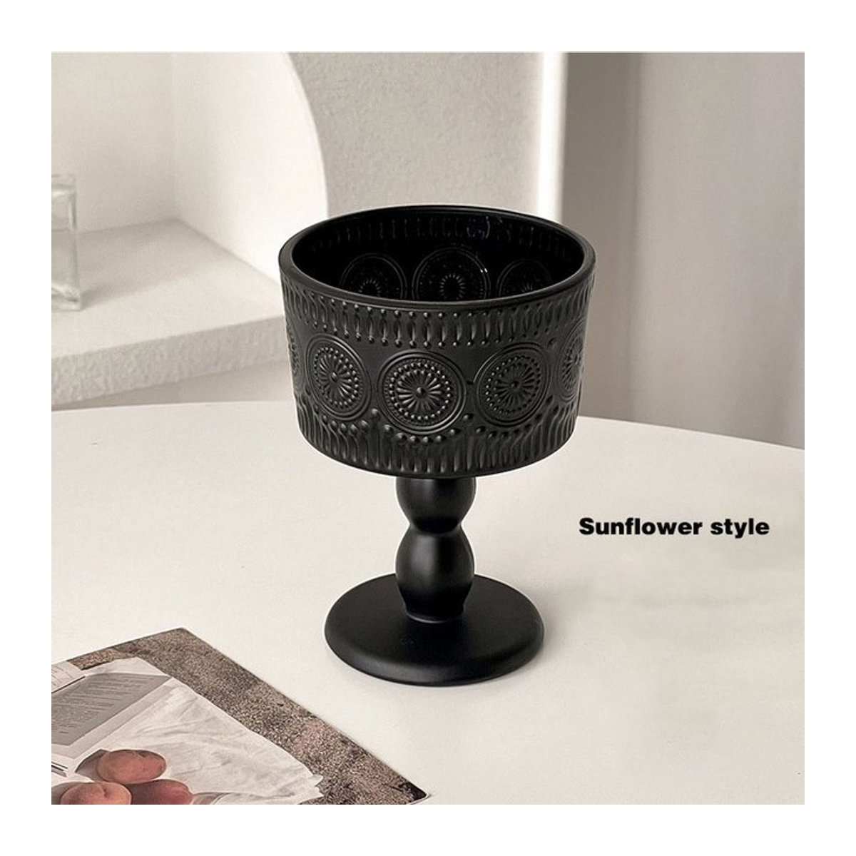 Jiahomily Retro Kerzenhalter in Schwarz aus Keramik und Glas für Teelichter im Vintage-Design - Bild 1