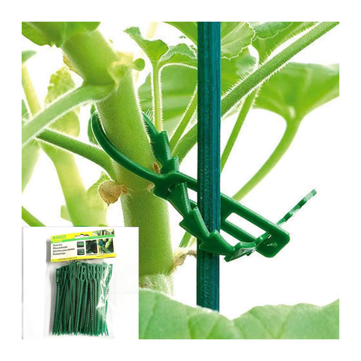 Jiahomily Verstellbare Kunststoff-Pflanzenkabelbinder, Wiederverwendbare Strauchverschlüsse für Garten und Pflanzenstützen, 13 cm - Bild 2