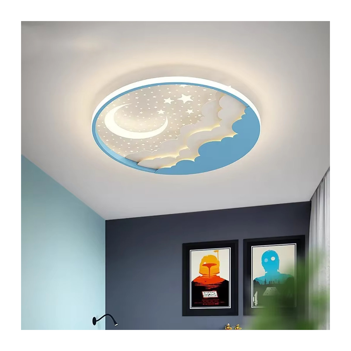 JIANKEXING Kinderzimmer Deckenlampe mit Mond und Sternen im Cartoon-Design, Bunter Kronleuchter für Jungen und Mädchen - Bild 1