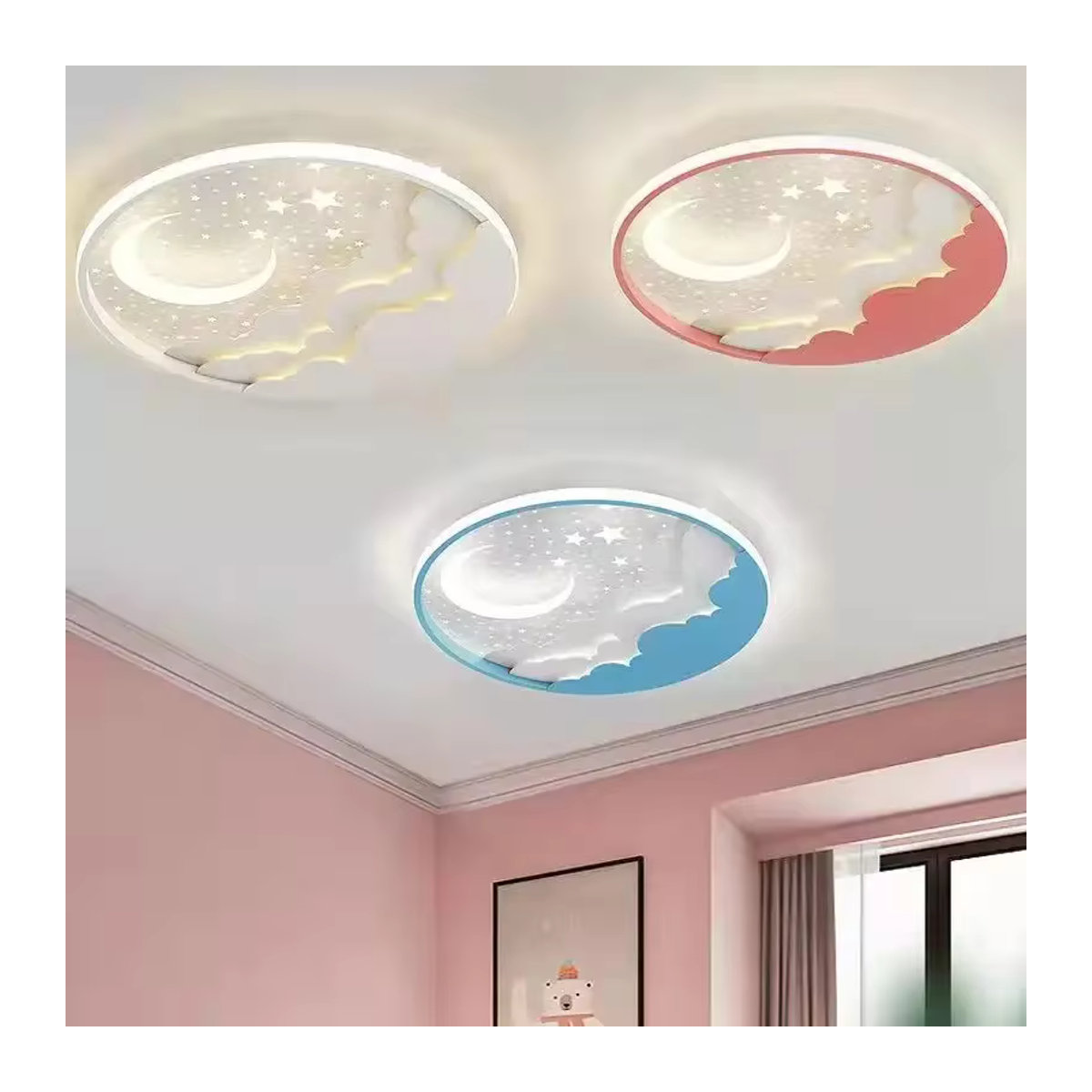 JIANKEXING Kinderzimmer Deckenlampe mit Mond und Sternen im Cartoon-Design, Bunter Kronleuchter für Jungen und Mädchen - Bild 2