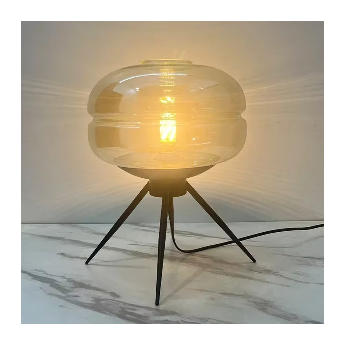 JIANKEXING LED Tischlampe aus Glas im minimalistischen Nordic Design in Schwarz - Bild 2