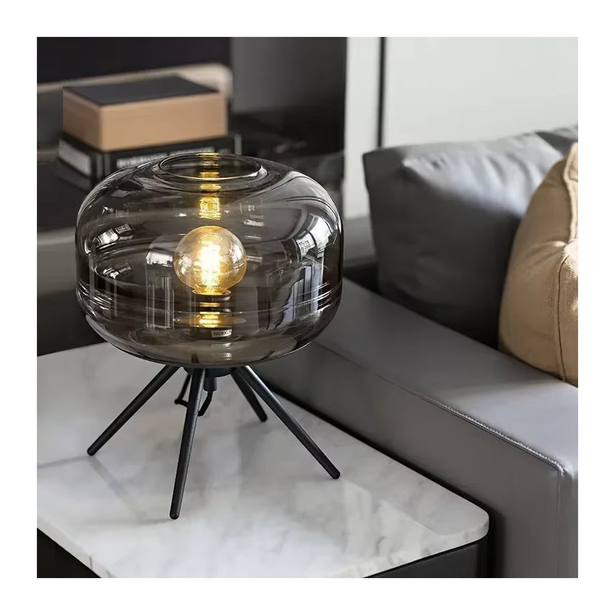 JIANKEXING LED Tischlampe aus Glas im minimalistischen Nordic Design in Schwarz - Bild 3