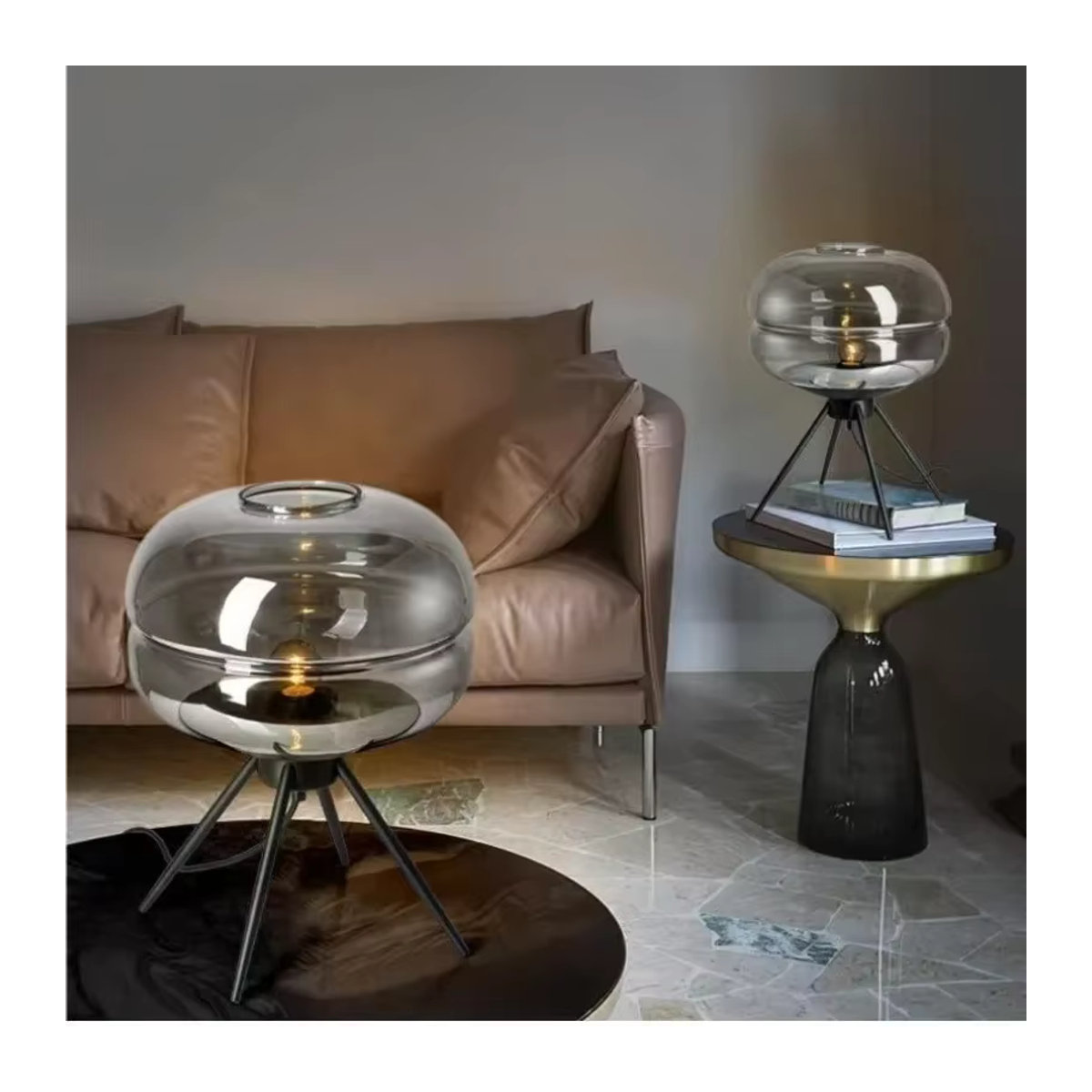 JIANKEXING LED Tischlampe aus Glas im minimalistischen Nordic Design in Schwarz - Bild 4