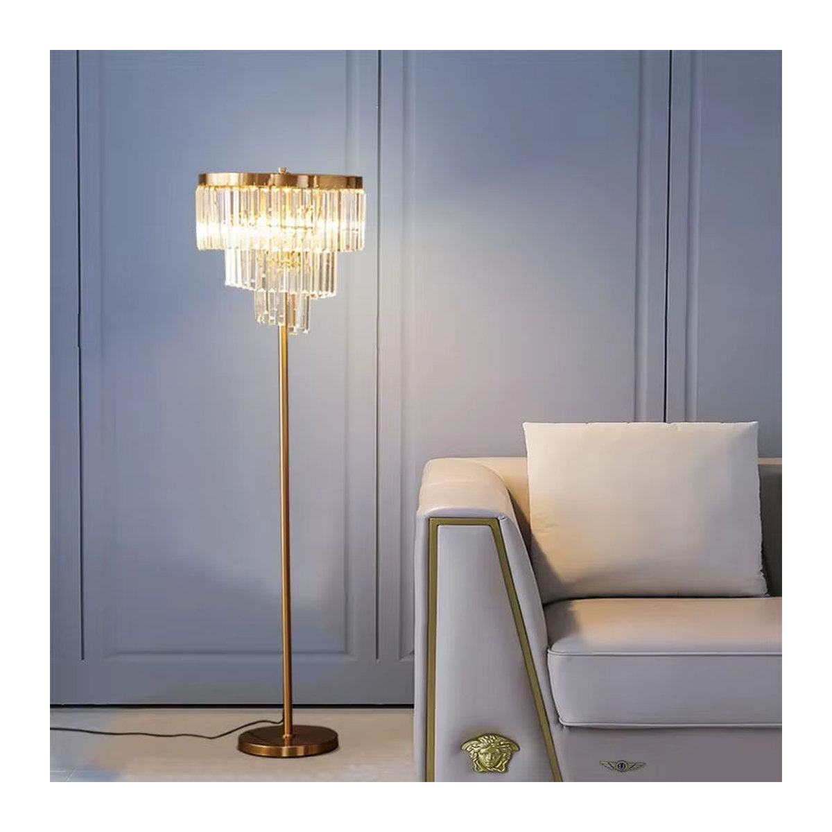 JIANKEXING Luxus Kristall Stehlampe im Retro Design für Wohnzimmer und Schlafzimmer - Bild 1