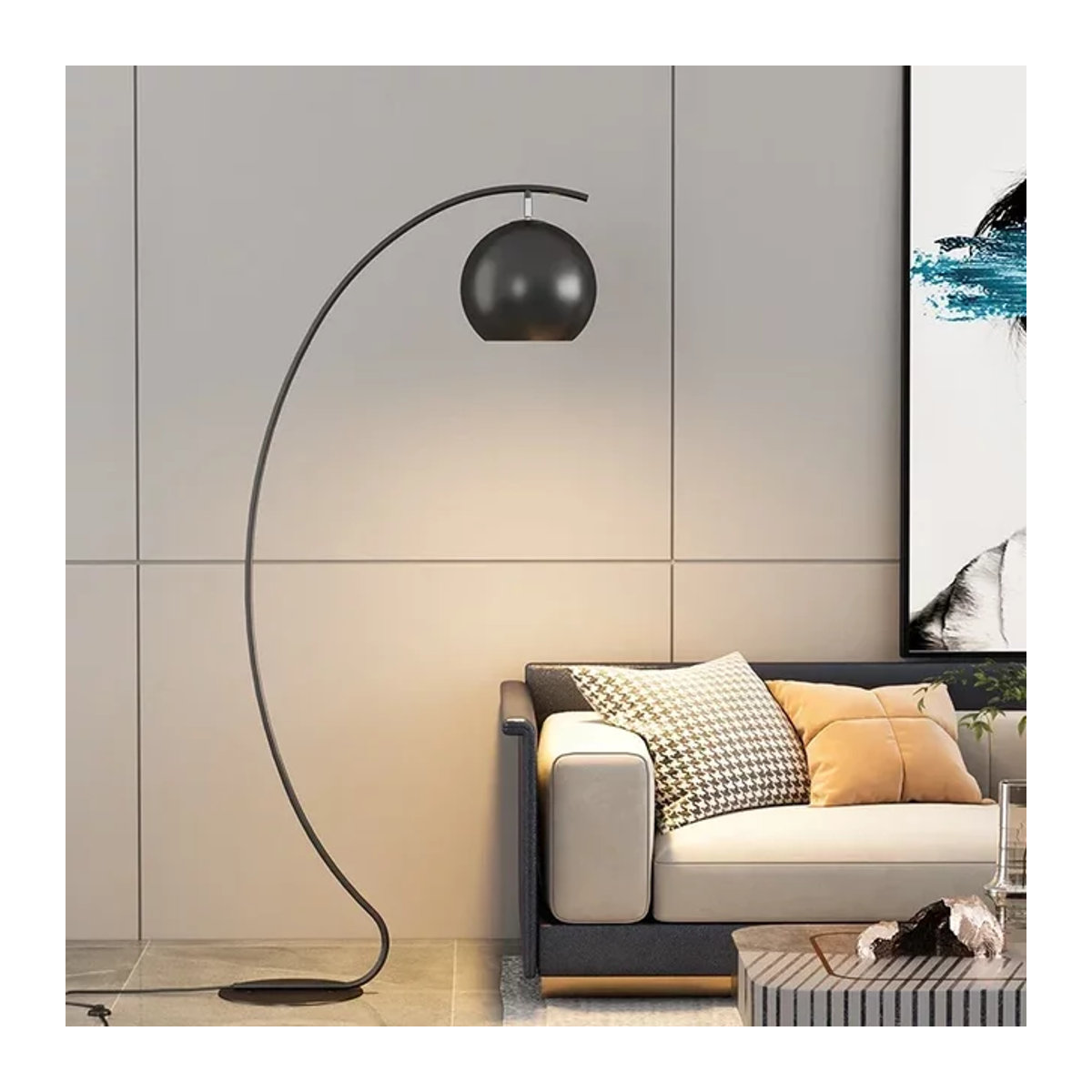 JIANKEXING Minimalistische LED Bogenlampe im Angeln-Design Schwarz Gelb - Bild 1