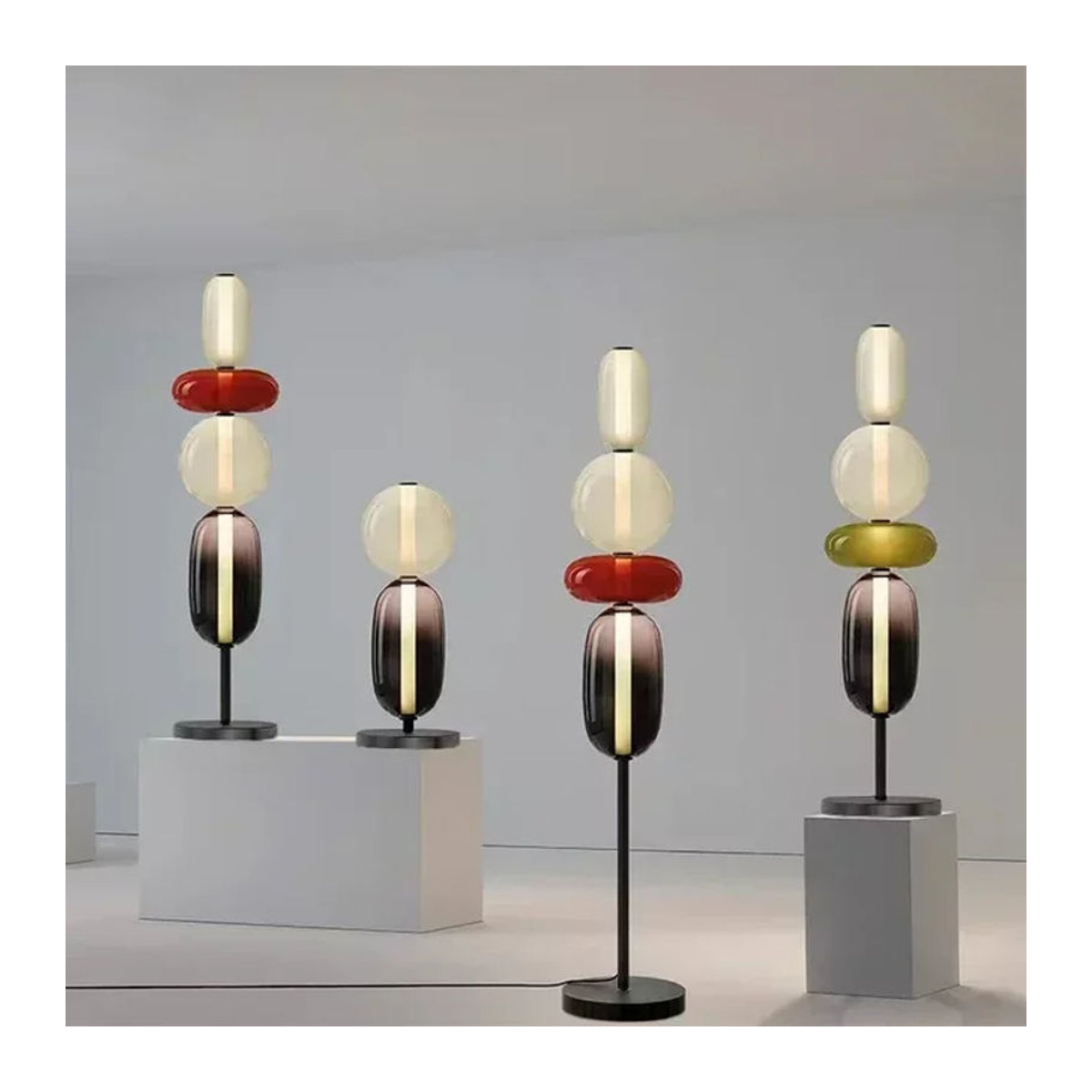 JIANKEXING Moderne Italienische Designer Glas LED Stehleuchte und Tischlampe in Candy Colors für Wohnzimmer Schlafzimmer und Arbeitszimmer - Bild 1