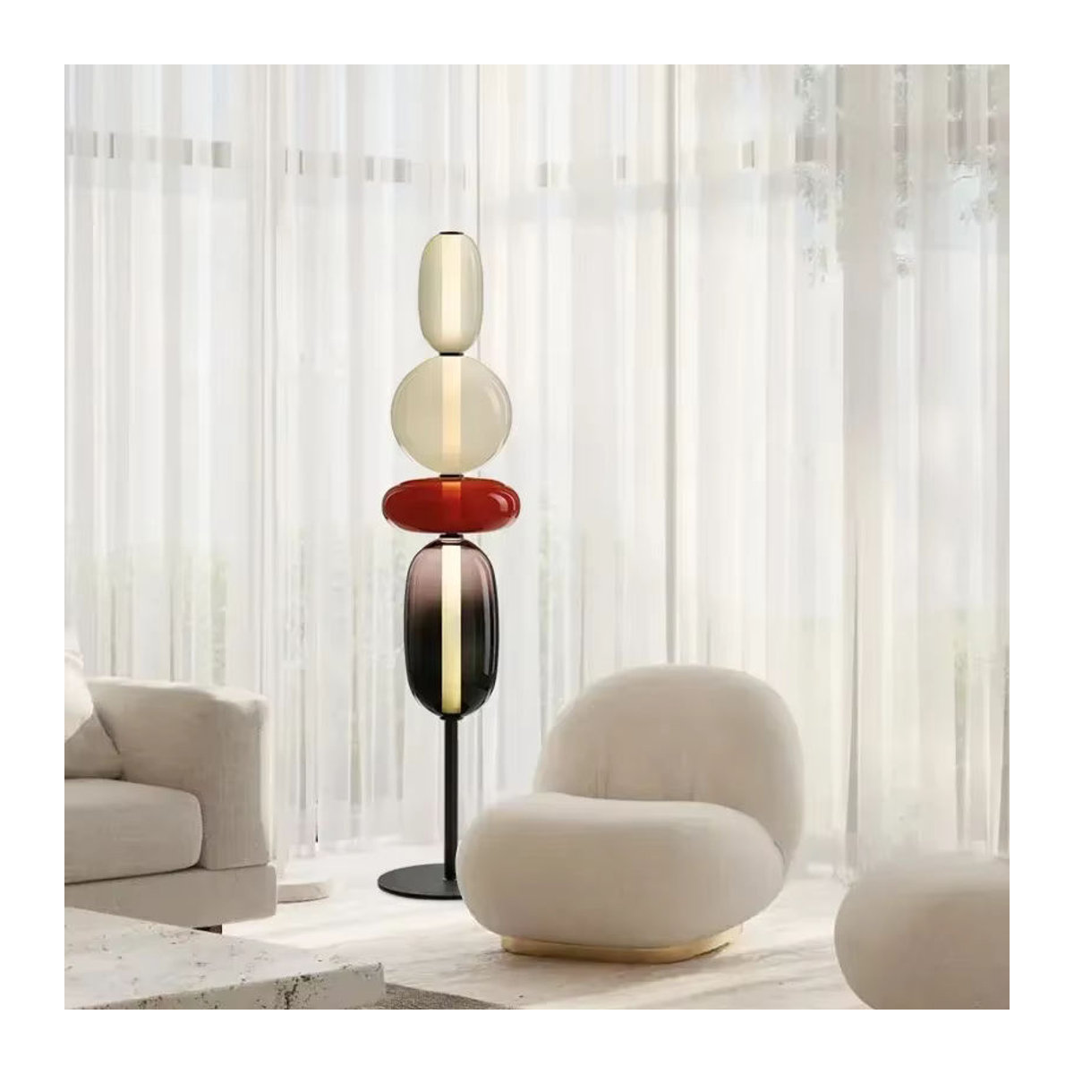 JIANKEXING Moderne Italienische Designer Glas LED Stehleuchte und Tischlampe in Candy Colors für Wohnzimmer Schlafzimmer und Arbeitszimmer - Bild 4