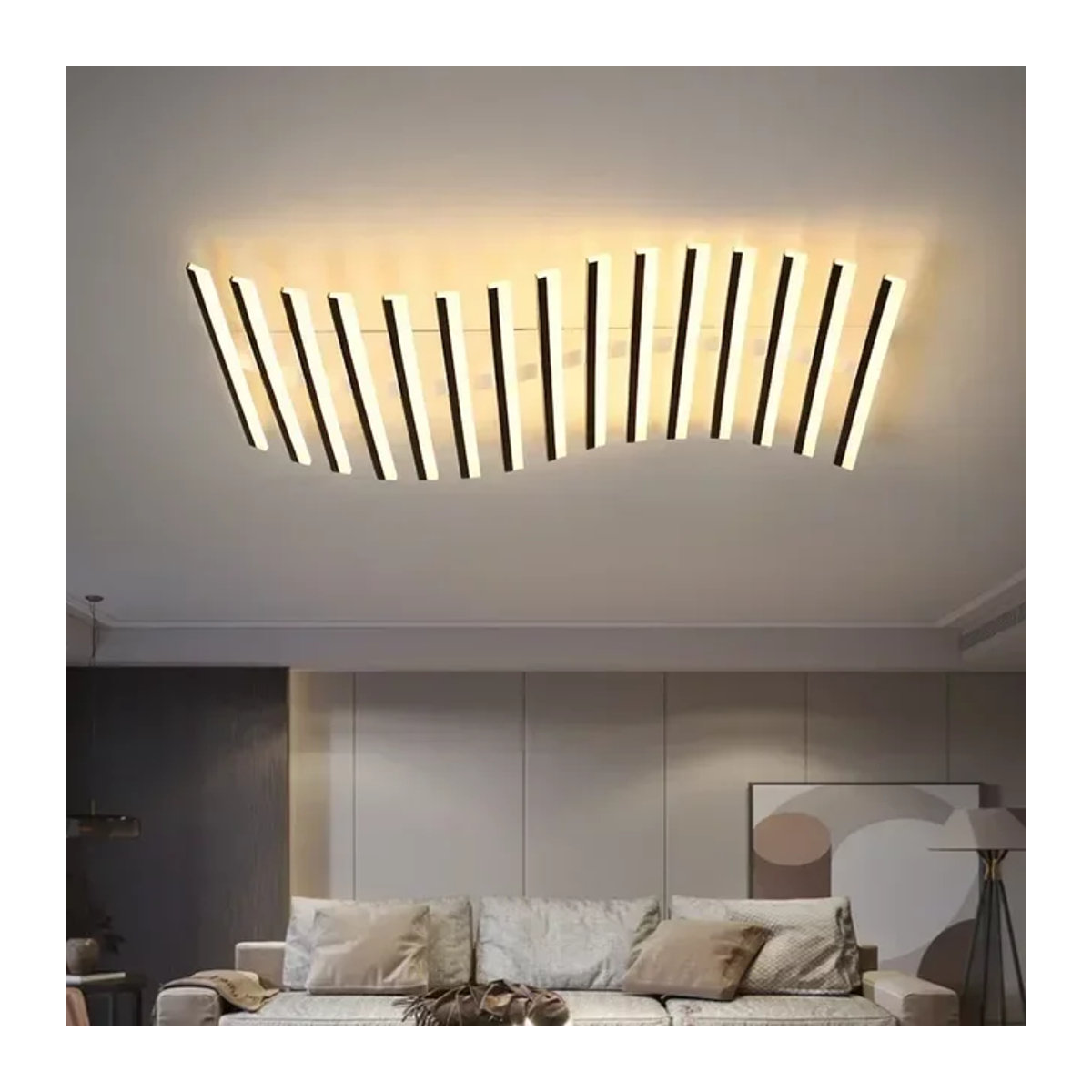 JIANKEXING Moderne LED Deckenleuchte im Skandinavischen Design aus Acryl, Kronleuchter für Wohnzimmer, Küche oder Schlafzimmer, Schwarz/Weiß - Bild 1