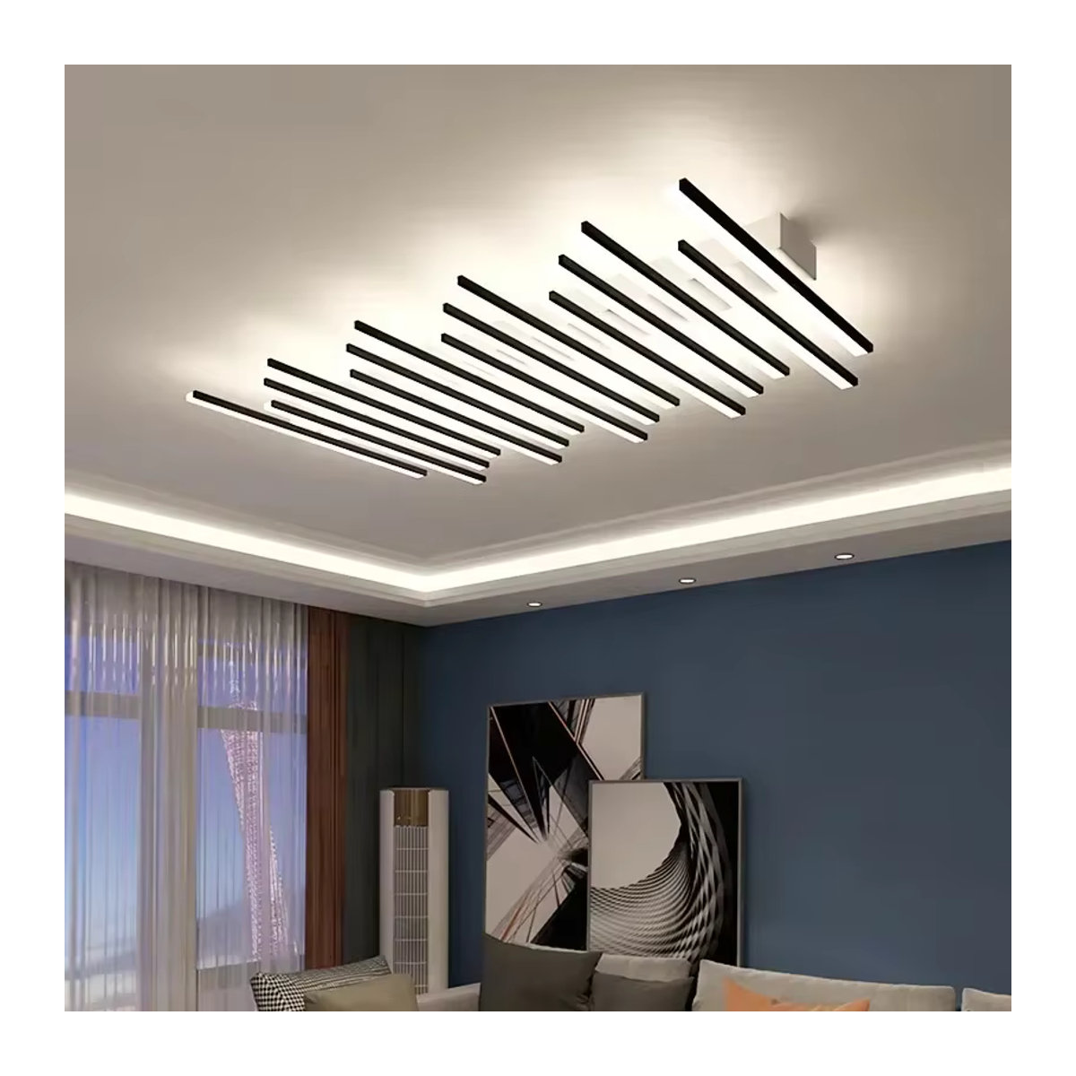 JIANKEXING Moderne LED Deckenleuchte im Skandinavischen Design aus Acryl, Kronleuchter für Wohnzimmer, Küche oder Schlafzimmer, Schwarz/Weiß - Bild 2