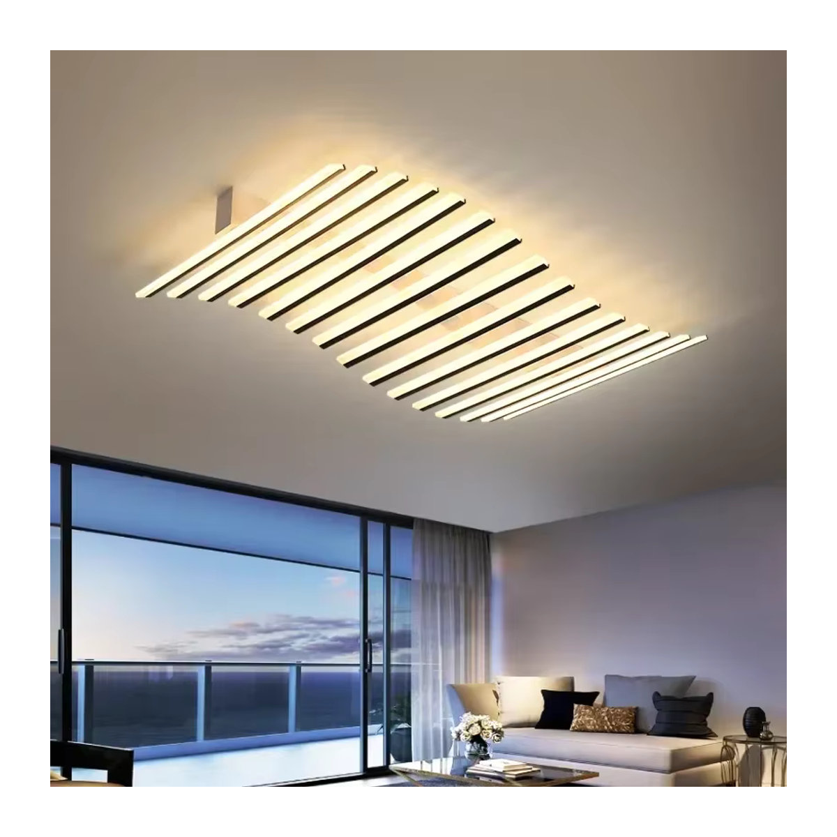JIANKEXING Moderne LED Deckenleuchte im Skandinavischen Design aus Acryl, Kronleuchter für Wohnzimmer, Küche oder Schlafzimmer, Schwarz/Weiß - Bild 3