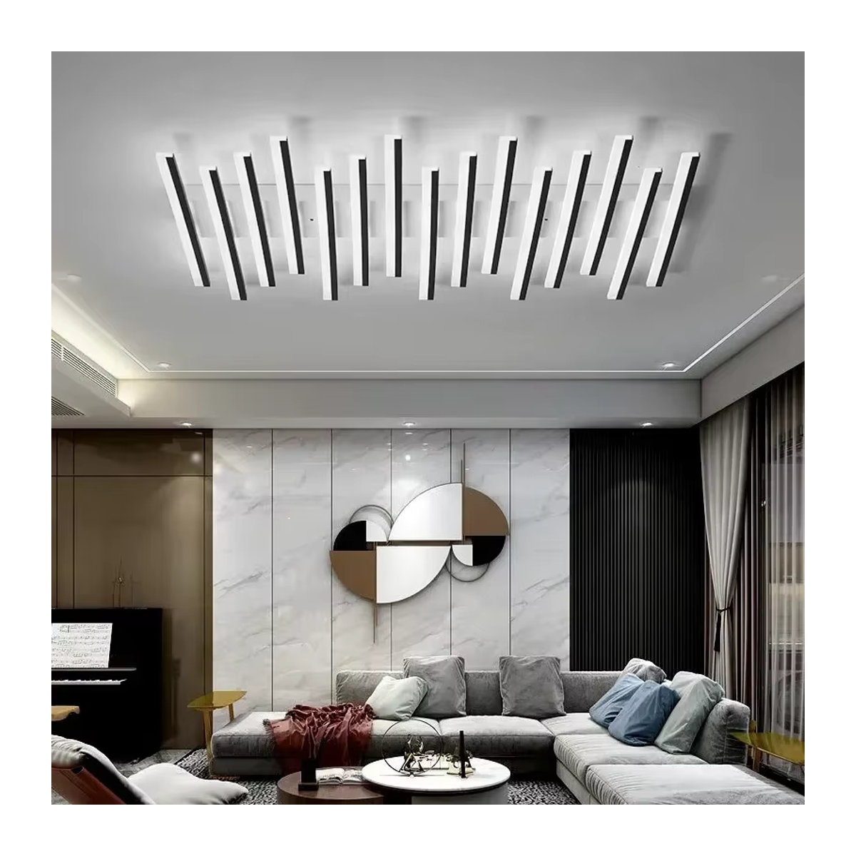 JIANKEXING Moderne LED Deckenleuchte im Skandinavischen Design aus Acryl, Kronleuchter für Wohnzimmer, Küche oder Schlafzimmer, Schwarz/Weiß - Bild 4