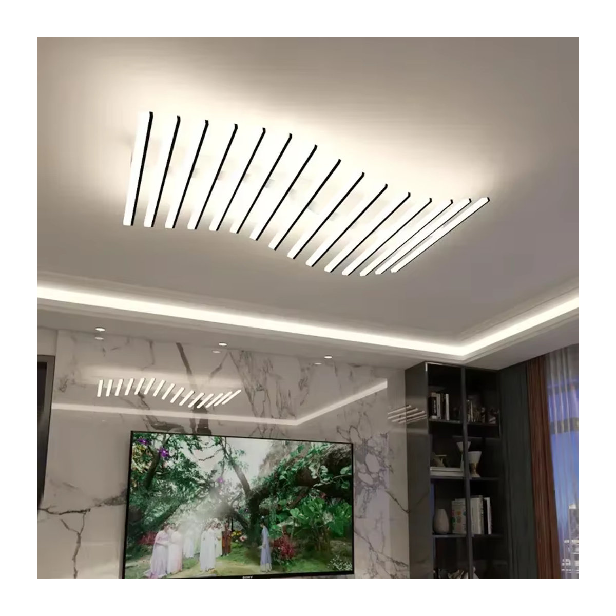 JIANKEXING Moderne LED Deckenleuchte im Skandinavischen Design aus Acryl, Kronleuchter für Wohnzimmer, Küche oder Schlafzimmer, Schwarz/Weiß - Bild 5