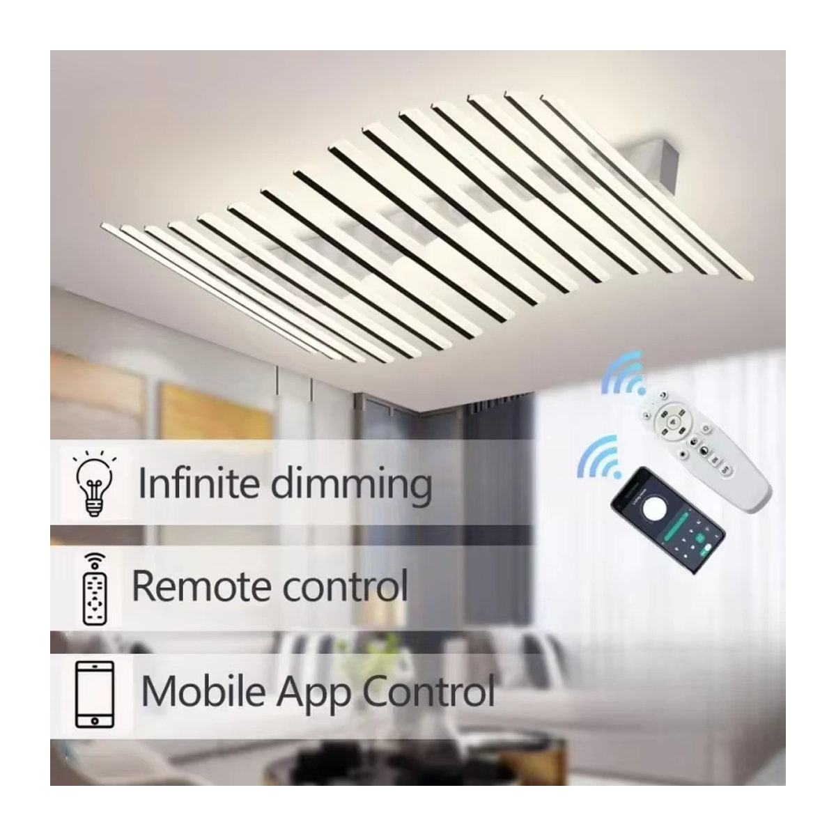 JIANKEXING Moderne LED Deckenleuchte im Skandinavischen Design aus Acryl, Kronleuchter für Wohnzimmer, Küche oder Schlafzimmer, Schwarz/Weiß - Bild 6