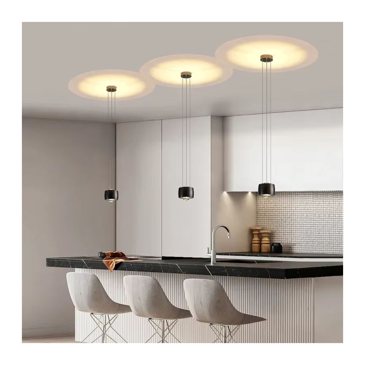 JIANKEXING Moderne Minimalistische Glas-LED-Pendelleuchte in Schwarz im Italien Design für Esszimmer, Küche oder Bar - Bild 1