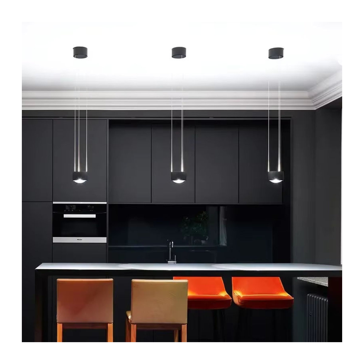JIANKEXING Moderne Minimalistische Glas-LED-Pendelleuchte in Schwarz im Italien Design für Esszimmer, Küche oder Bar - Bild 2