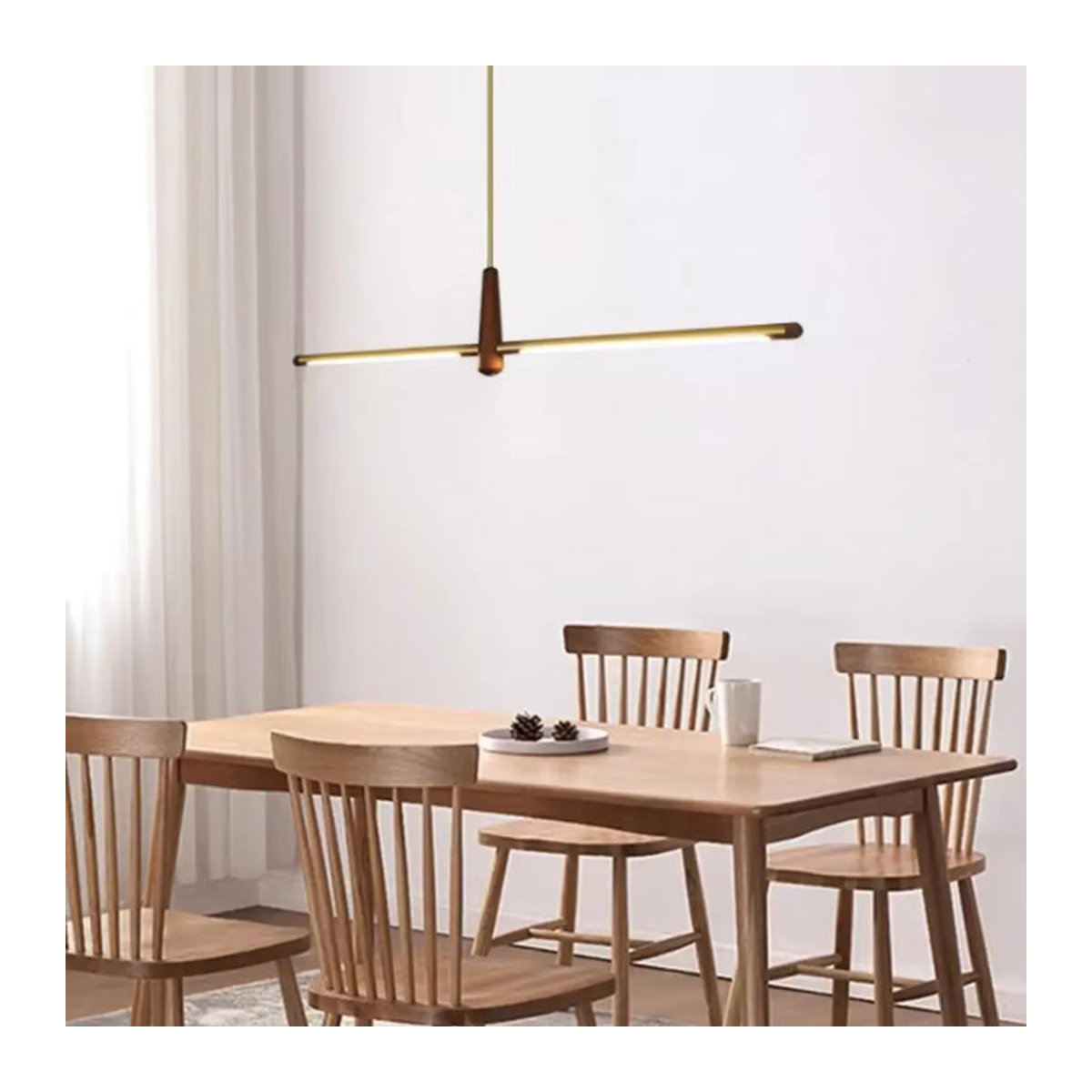 JIANKEXING Moderner Minimalistischer LED Kronleuchter aus Holz in Nussbaum - Bild 5