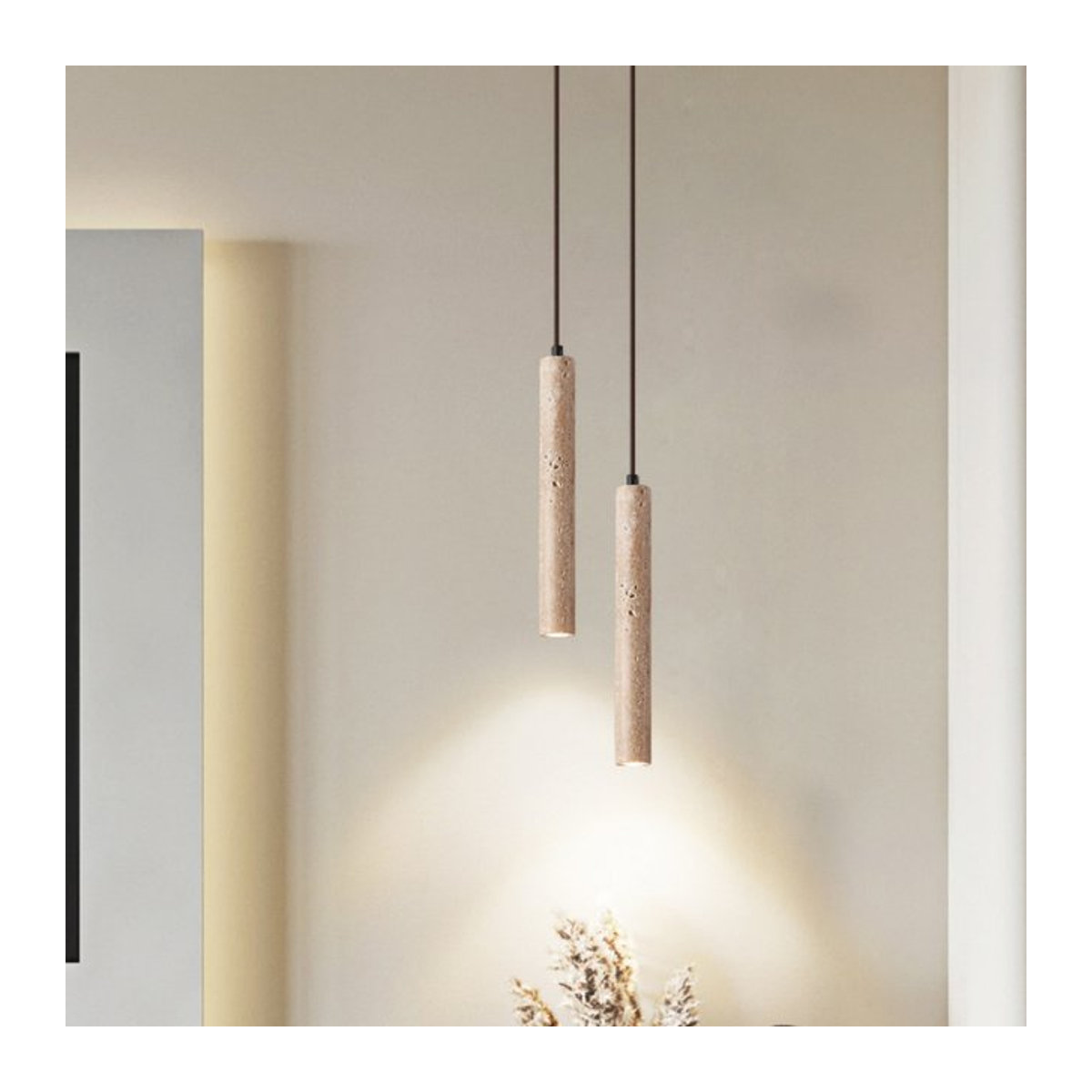 JIANKEXING Pendelleuchte aus Naturstein im Wabi-Sabi Stil in Gelb und Beige mit warmweißem Licht - Bild 1