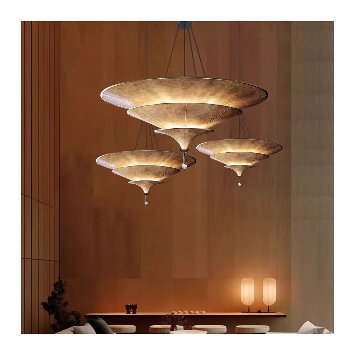 JIANKEXING Pendelleuchte im Wabi-Sabi-Stil mit südostasiatischem thailändischem Regenschirm-Design - Bild 2