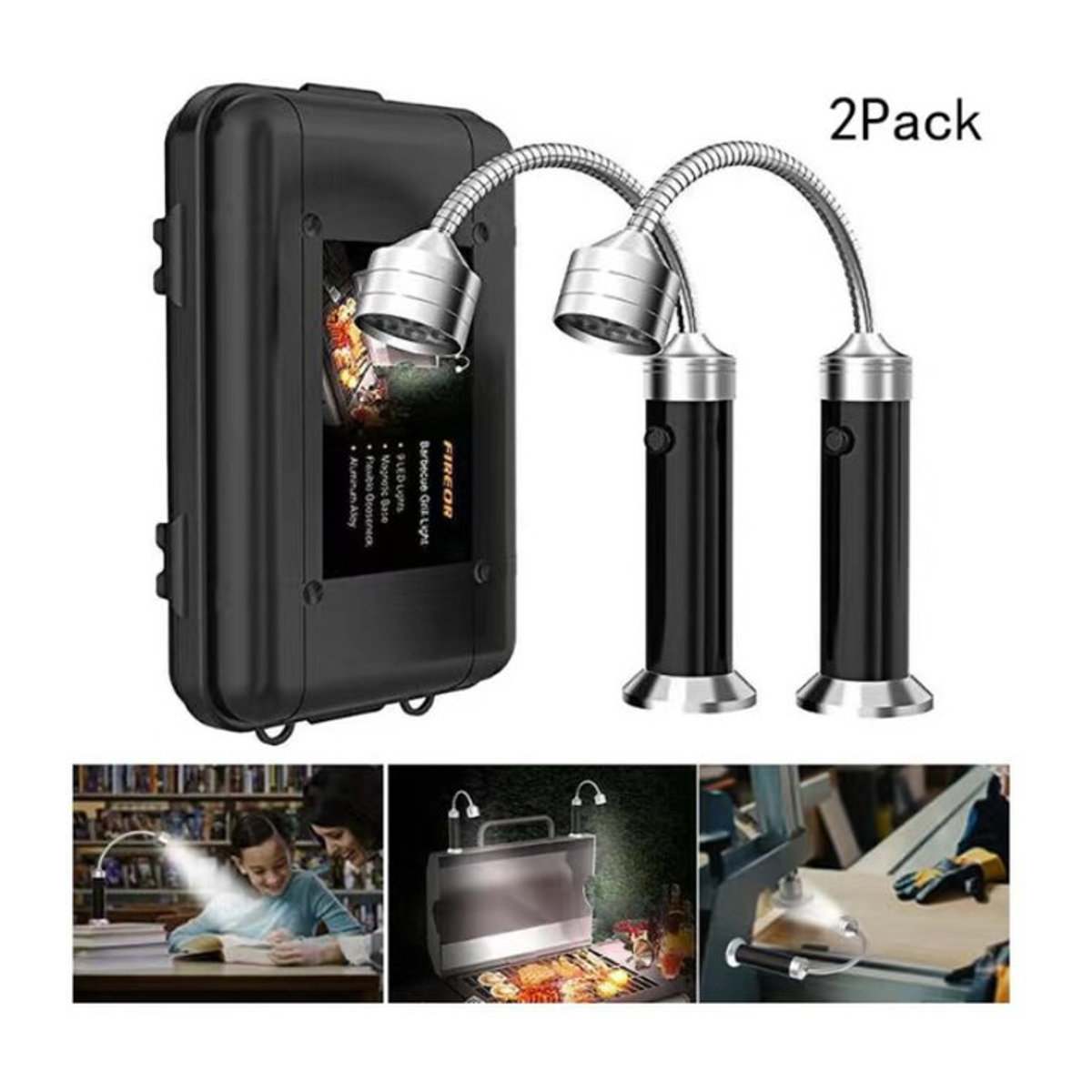 JIASHUAIXIN 2er Set Tragbare Magnetische LED Grill Lampe mit 360 Grad Einstellbarer Beleuchtung für Outdoor BBQ - Bild 1