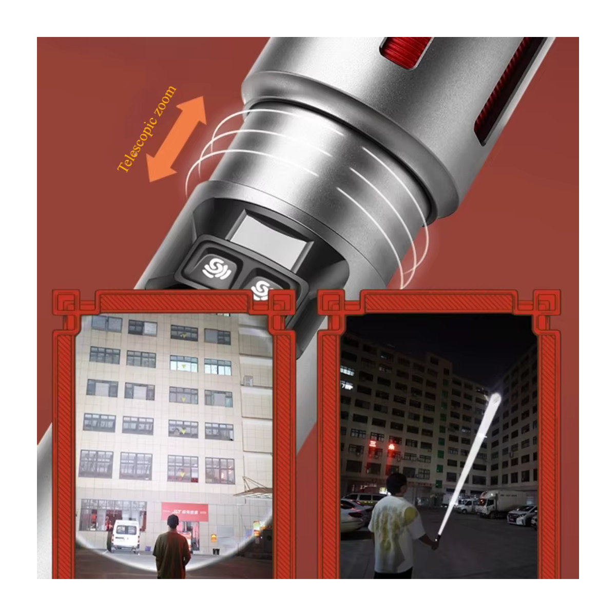 JIASHUAIXIN Hochleistungs-Taschenlampe aus Aluminiumlegierung mit 6600 mAh, weiße Laser-LED mit großer Reichweite und einstellbarem Fokus - Bild 3
