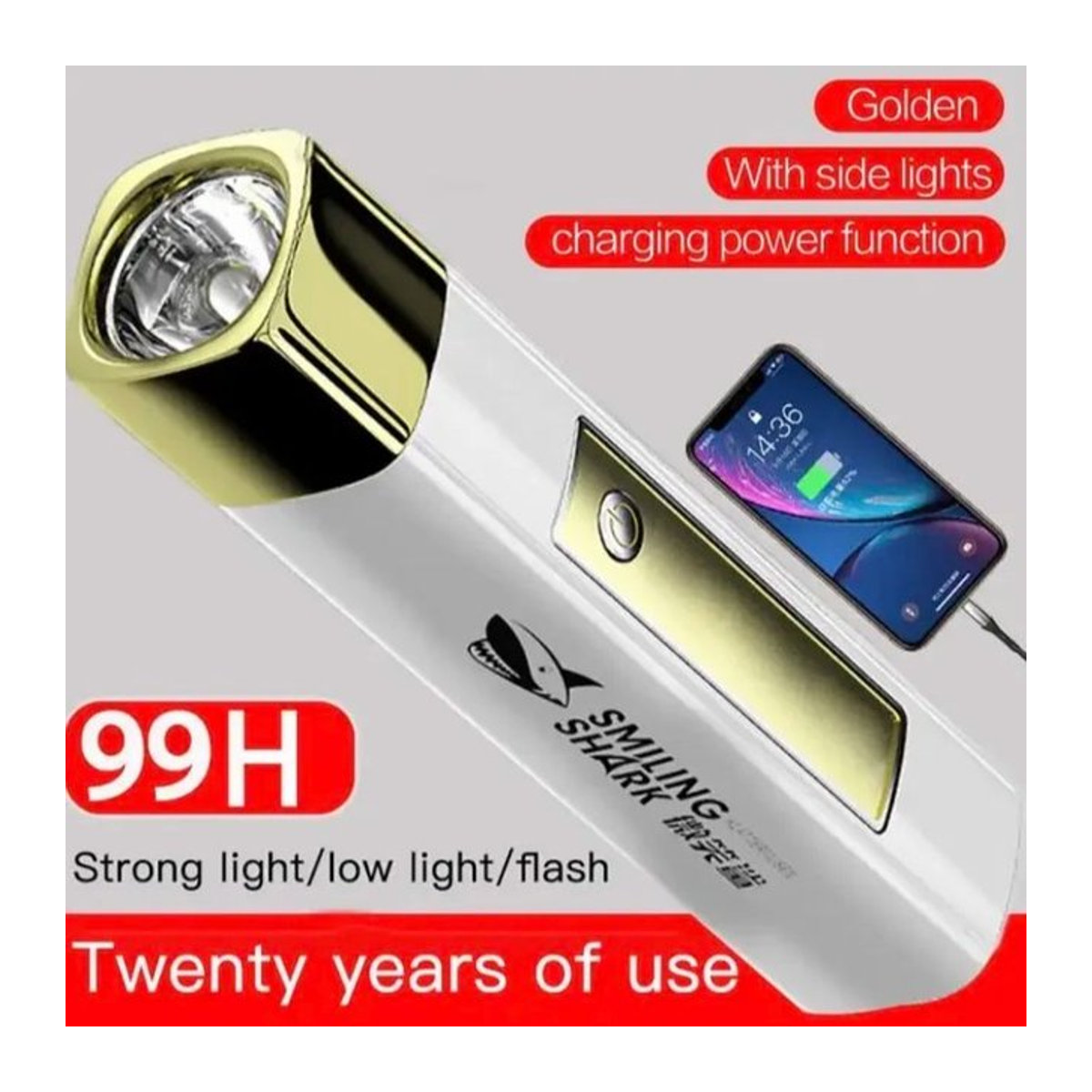 JIASHUAIXIN Lachender Hai Taschenlampe Wasserfest Mini Powerbank mit Fernbedienung für Outdoor Wandern und Camping - Bild 1