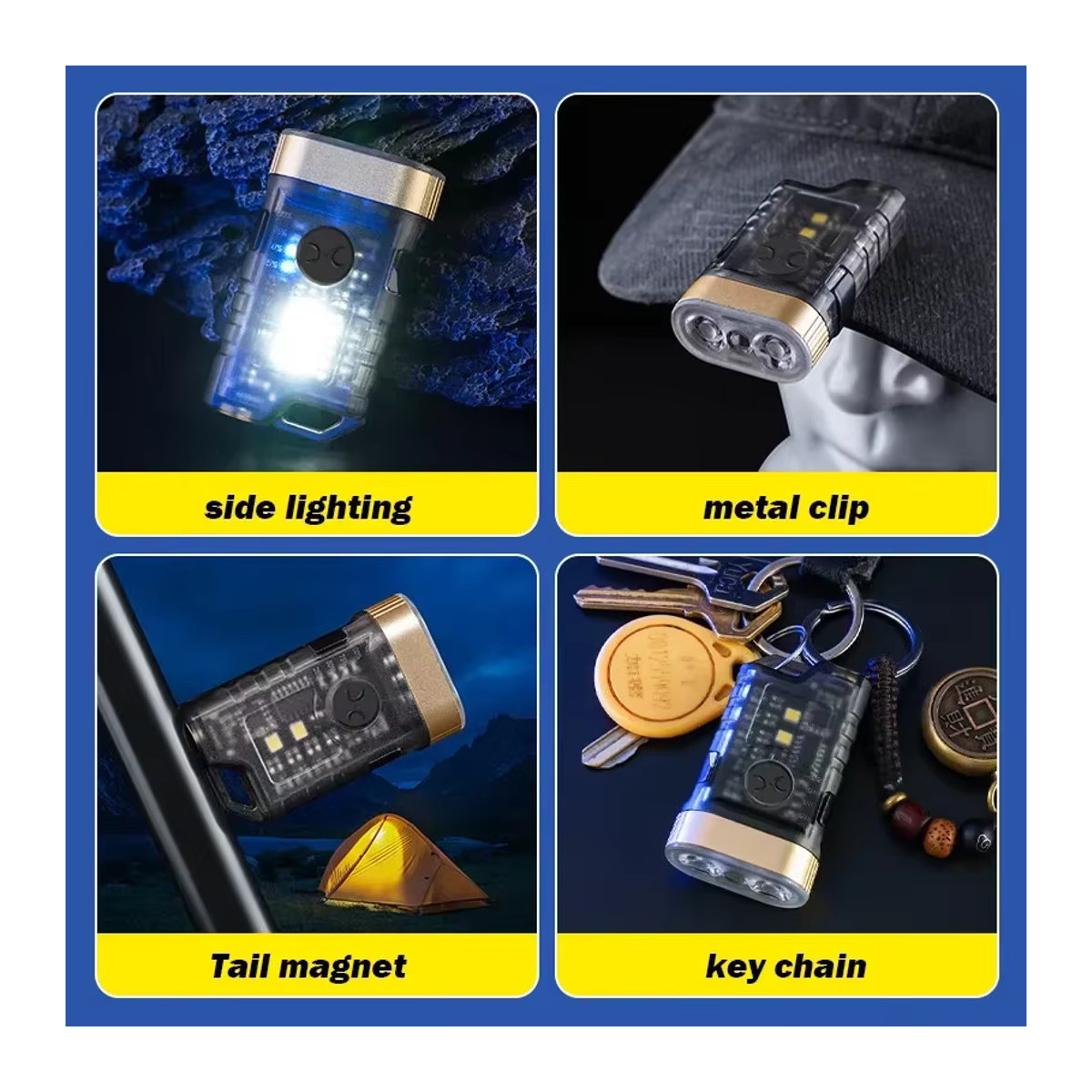 JIASHUAIXIN Mini LED Taschenlampe mit UV-Licht 395nm, wasserdicht und wiederaufladbar als Schlüsselanhänger - Bild 4