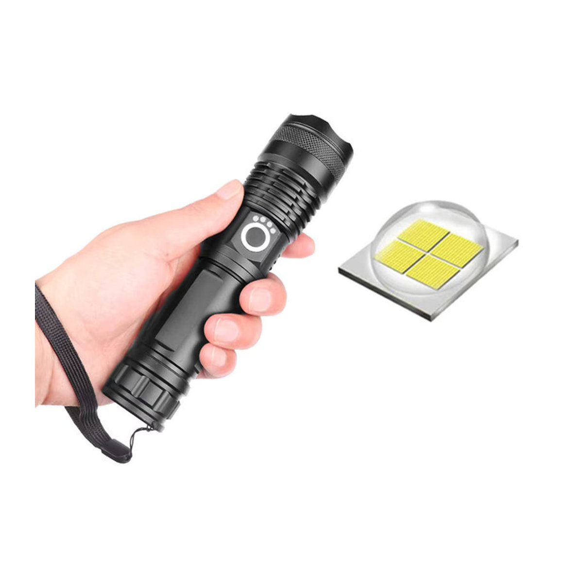 JIASHUAIXIN Taktische LED Taschenlampe mit Zoom und USB-Ladefunktion, leistungsstarke xhp70.2 wiederaufladbare Camp Lampe für 18650 oder 26650 Batterien - Bild 6