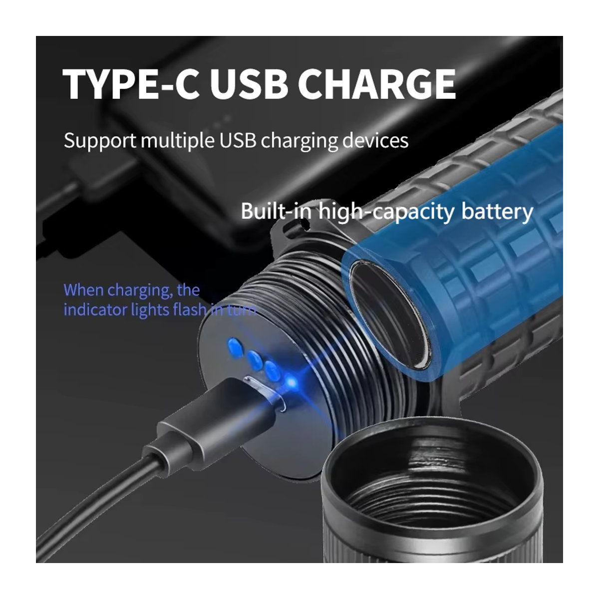 JIASHUAIXIN Tauchtaschenlampe mit XHP70 Fokus, wiederaufladbare wasserdichte Unterwasser-Tauchlampe mit IPX-8 Schutz - Bild 3