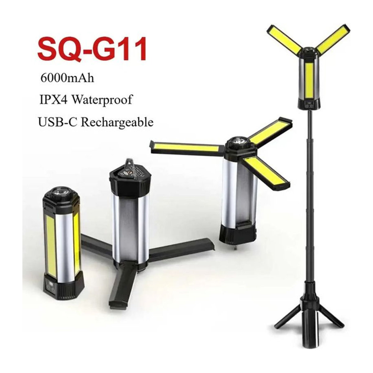 JIASHUAIXIN Tragbare 30 W XHP50 COB-LED-Taschenlampe mit Powerbank, IPX4 wasserdicht, 6000 mAh USB-C, Campingstativ und 270 Grad Magnet-Arbeitslicht - Bild 1