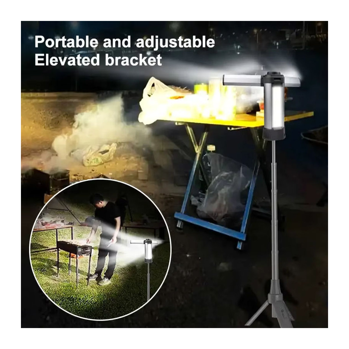 JIASHUAIXIN Tragbare 30 W XHP50 COB-LED-Taschenlampe mit Powerbank, IPX4 wasserdicht, 6000 mAh USB-C, Campingstativ und 270 Grad Magnet-Arbeitslicht - Bild 5