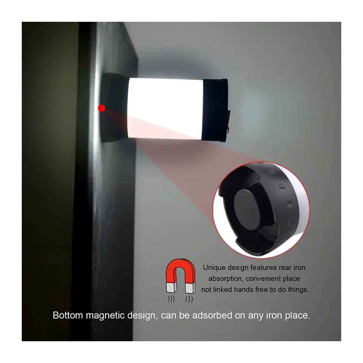 JIASHUAIXIN Tragbare Campinglaterne in Weiß und Rot mit 5 Helligkeitsstufen, magnetisch und wiederaufladbar via USB, inklusive 18650-Batterie - Bild 3