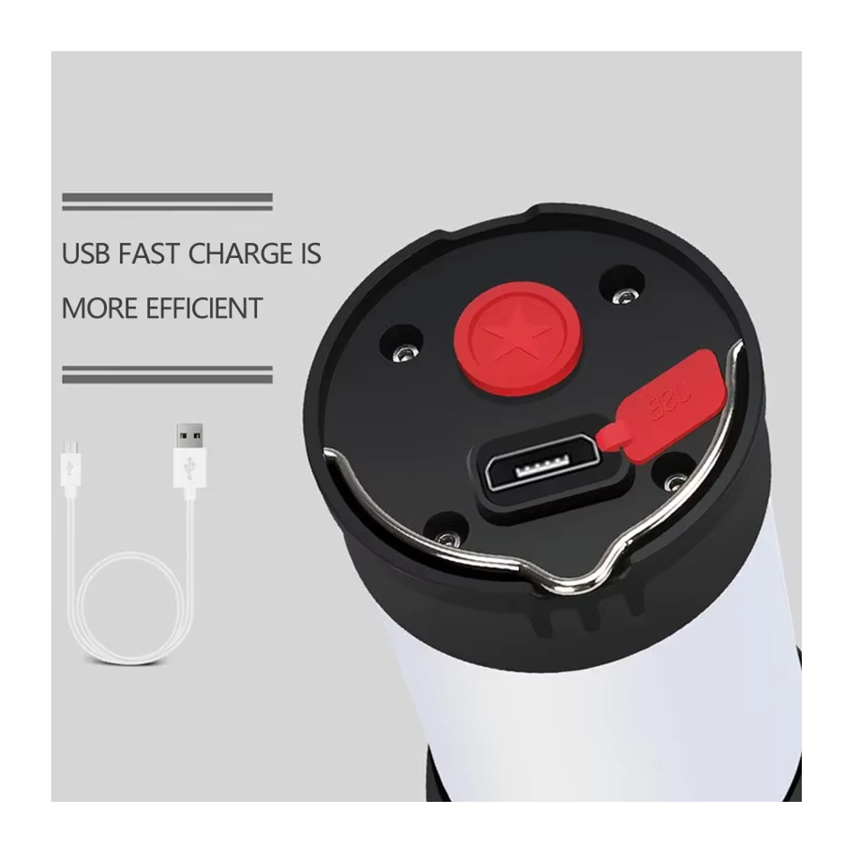 JIASHUAIXIN Tragbare Campinglaterne in Weiß und Rot mit 5 Helligkeitsstufen, magnetisch und wiederaufladbar via USB, inklusive 18650-Batterie - Bild 4