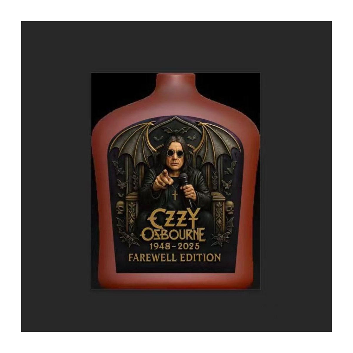 Jie Ozzy Osbourne Zurück zum Anfang Gedenk-Whiskeyflasche aus Glas, Schwarz, 301-400ml - Bild 2