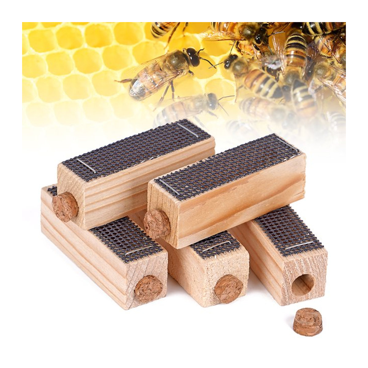 JIECARE 5er-Set Königinnenkäfige für die Imkerei aus Holz - Bild 1