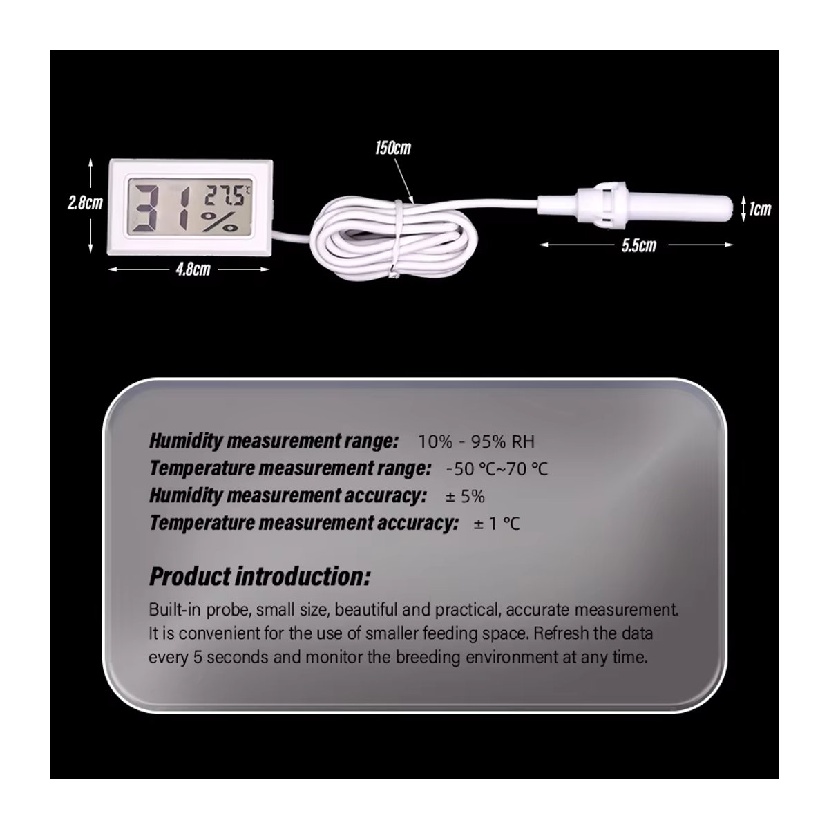 JIECARE Digitaler Bienenstock-Hygrothermograph mit Sensor, Hygrometer und Thermometer für Langstroth und Dadant Bienenstöcke - Bild 2