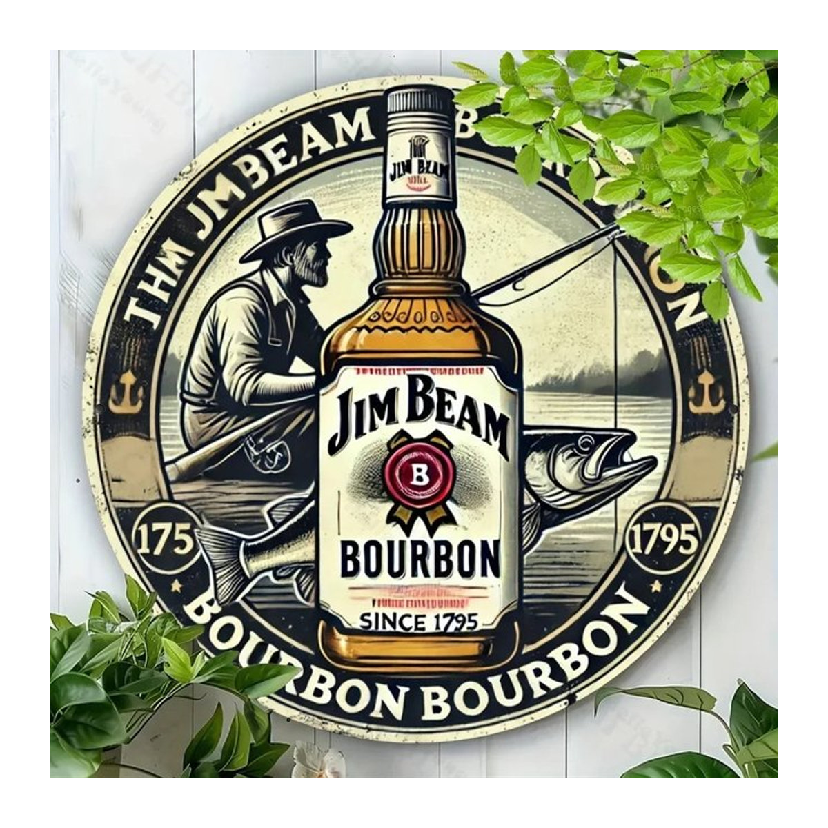 Jim Beam Vintage Metallschild rund in Mehrfarbig für die Wandmontage - Bild 1