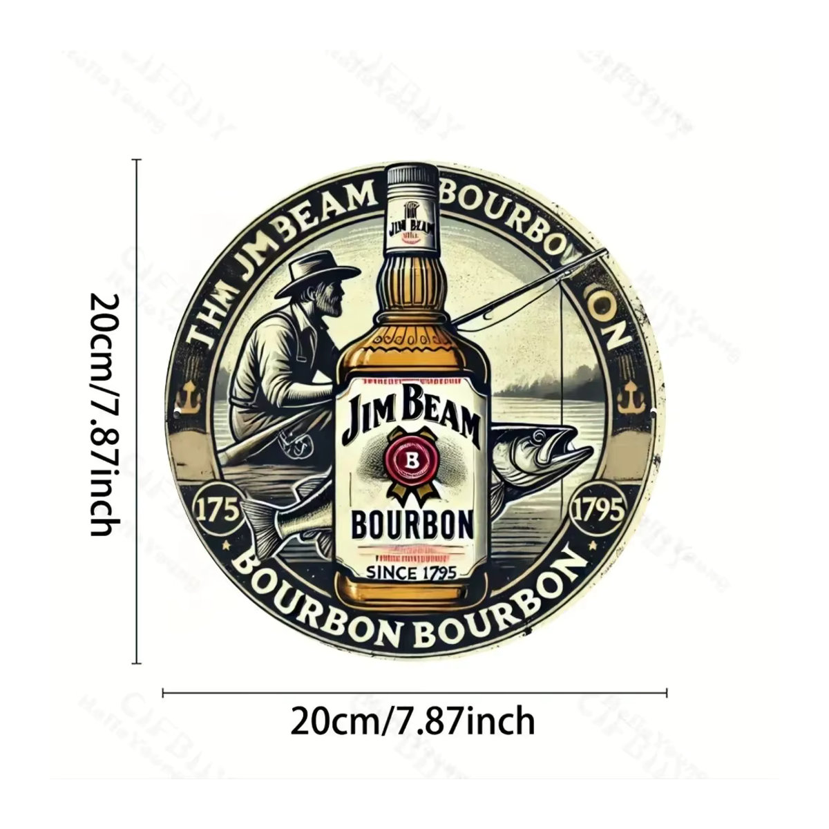 Jim Beam Vintage Metallschild rund in Mehrfarbig für die Wandmontage - Bild 2