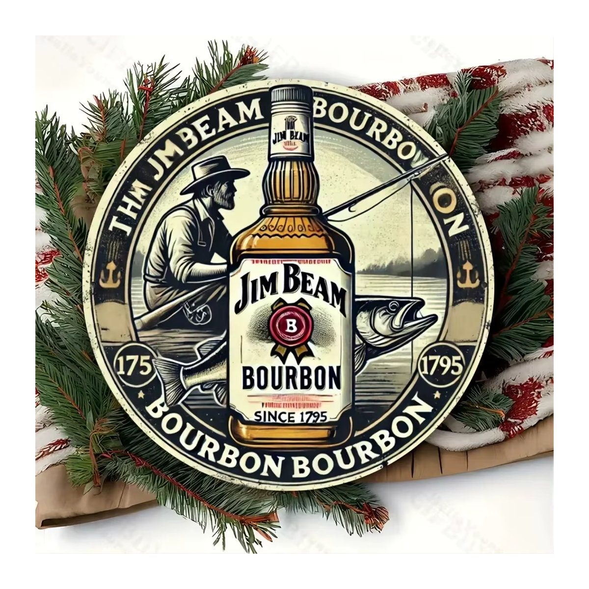 Jim Beam Vintage Metallschild rund in Mehrfarbig für die Wandmontage - Bild 3