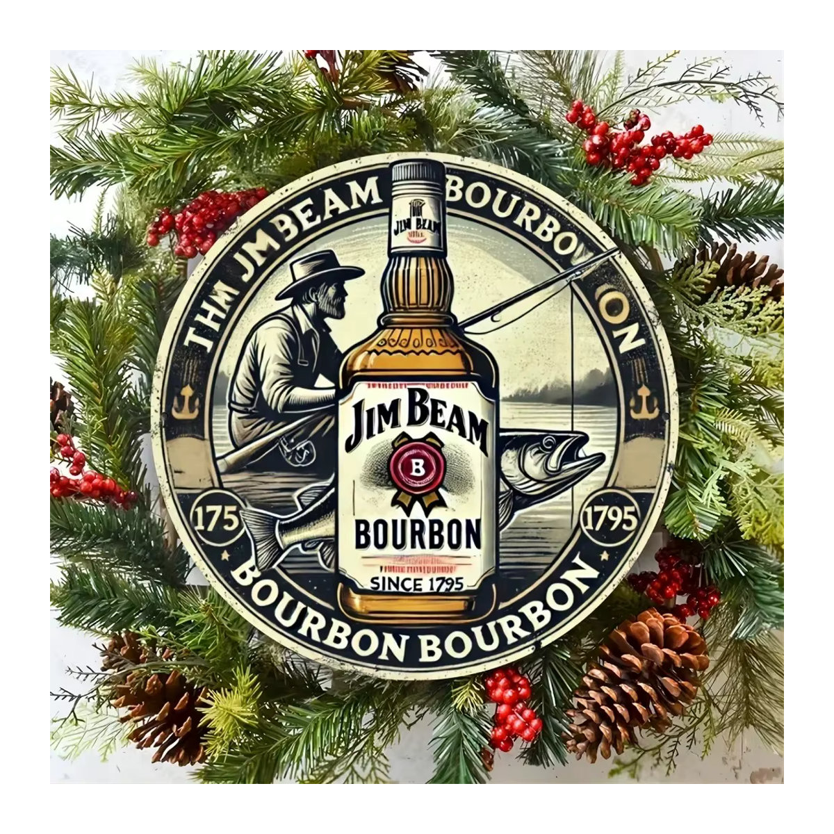 Jim Beam Vintage Metallschild rund in Mehrfarbig für die Wandmontage - Bild 4