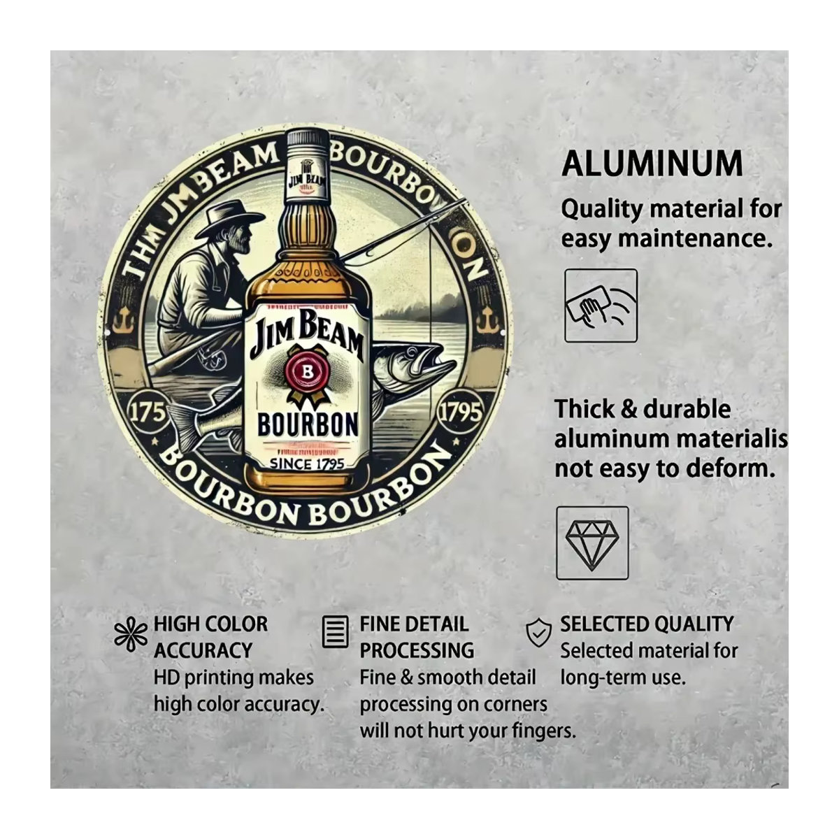 Jim Beam Vintage Metallschild rund in Mehrfarbig für die Wandmontage - Bild 5