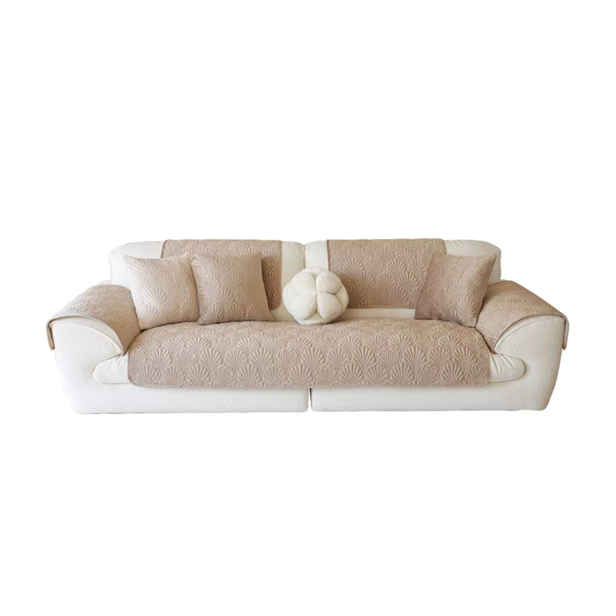 Jingyan Xijie Plüsch-Sofabezug mit rutschfester Oberfläche und Polsterung in Beige - Bild 3