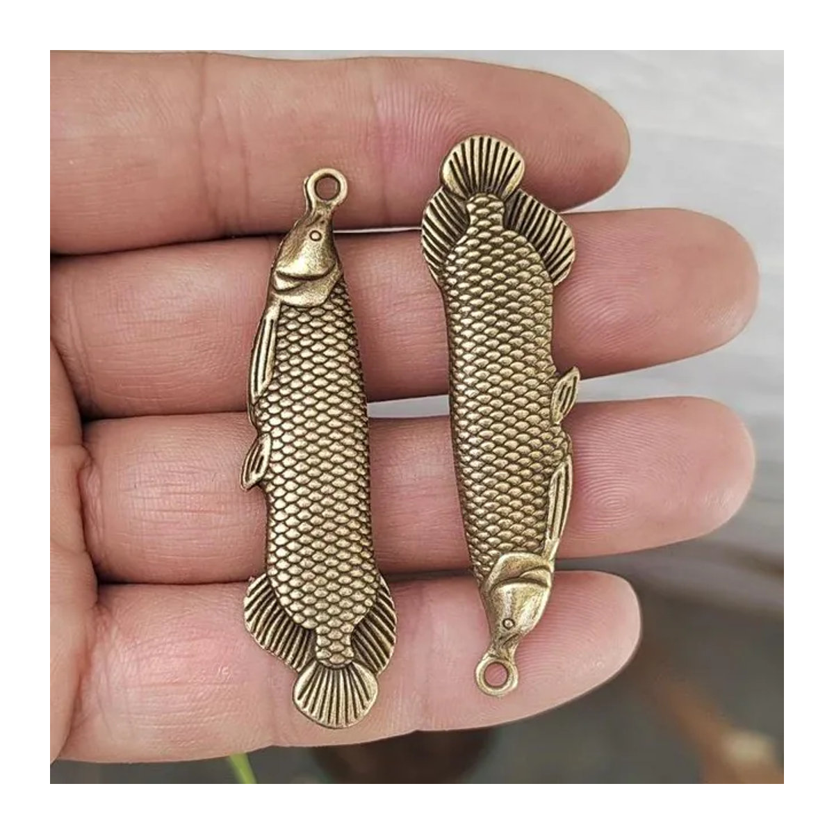 Jinlong Fisch Messing Anhänger in Gold im Vintage-Stil für DIY Schmuck und Dekoration - Bild 1