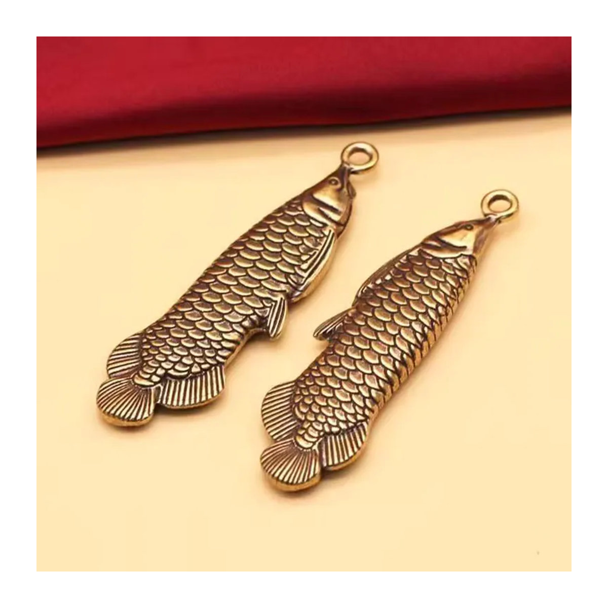 Jinlong Fisch Messing Anhänger in Gold im Vintage-Stil für DIY Schmuck und Dekoration - Bild 2