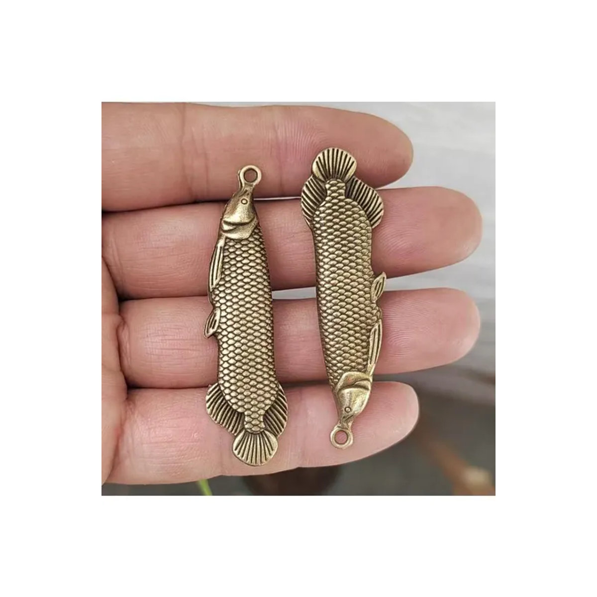 Jinlong Fisch Messing Anhänger in Gold im Vintage-Stil für DIY Schmuck und Dekoration - Bild 6
