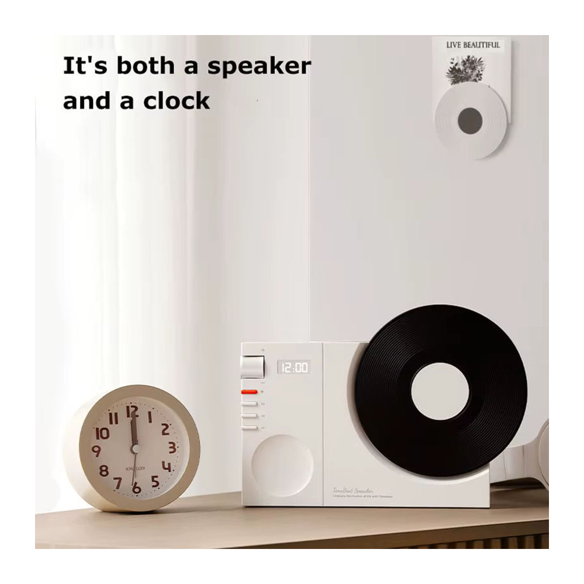 JINSERTA Mini Retro Bluetooth 5.3 Lautsprecher mit Uhr Display in Schwarz - Bild 3