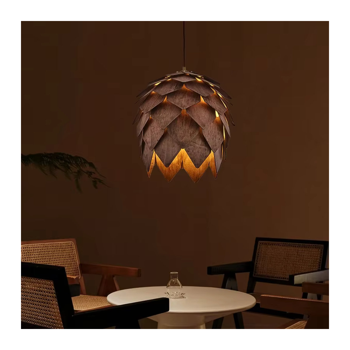 JINYU Pendelleuchte aus Holz im Retro-Bohemian-Stil in Walnussfarbe - Bild 2